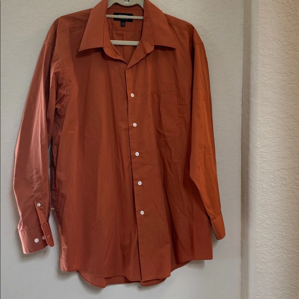 Haggar Copper Button-Up Shirt Size L (16-16.5/32/33) - Picture 1 of 4